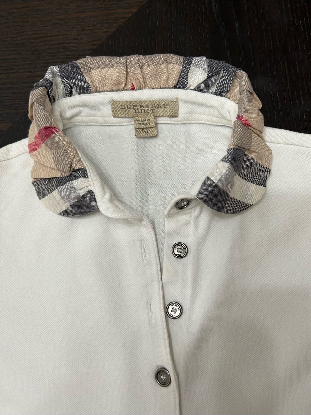 BURBERRY BRIT NOVA CHECK 3/4 SLEEVE PREPPY STYLE COLLAR POLO SHIRT - Picture 2 of 7